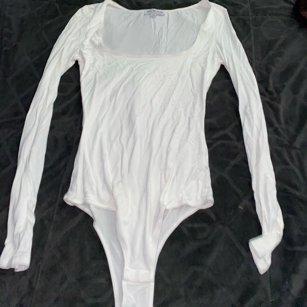 Fashion nova cream long sleeve bodysuit